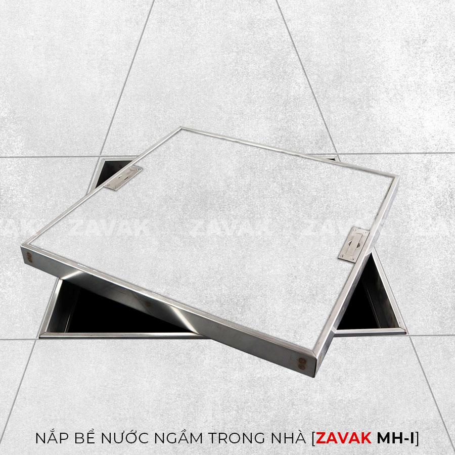 Nắp bể nước ngầm Zavak MHI-50 dùng trong nhà, KT50x50cm, lát gạch dày 2cm, chịu tải xe máy, inox 304