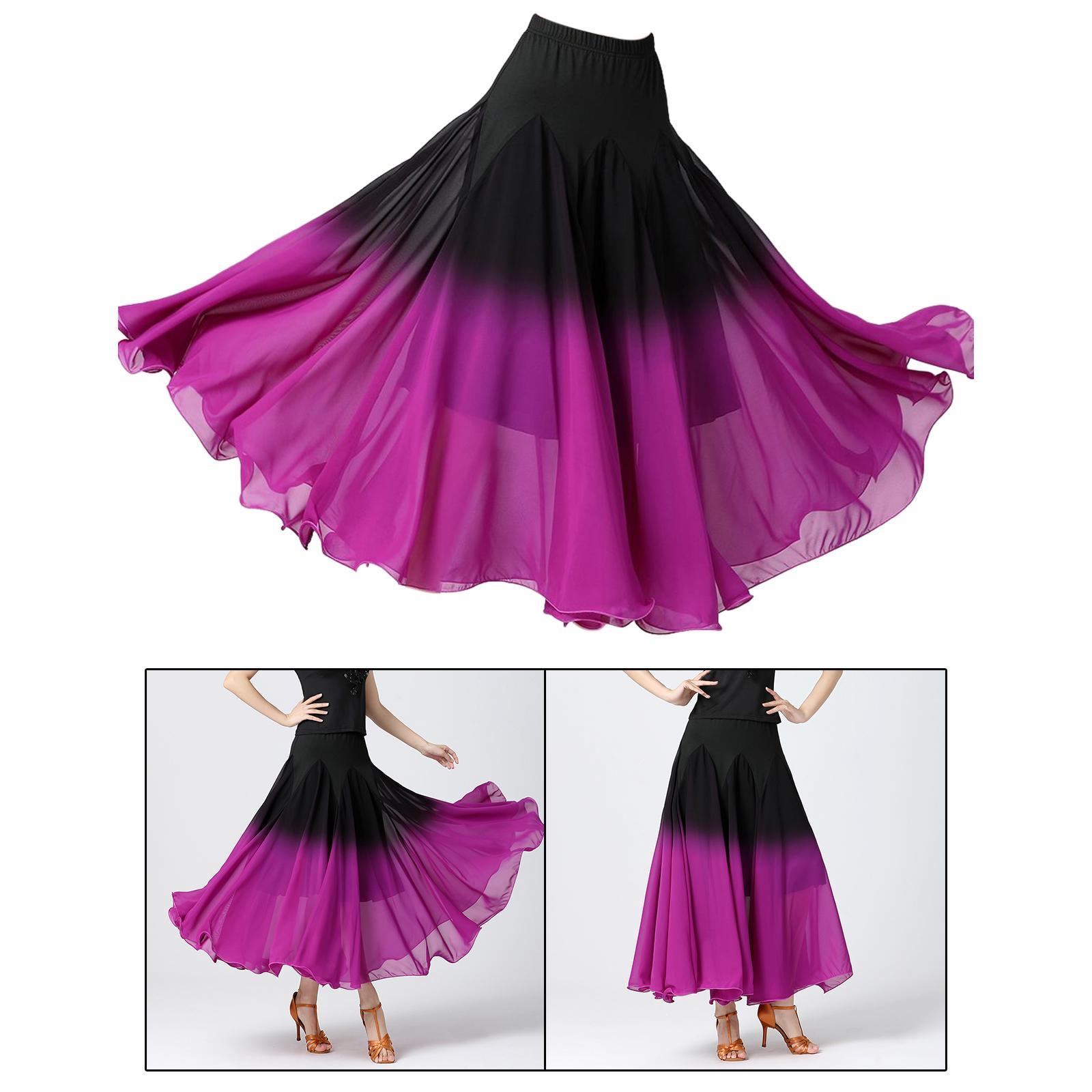 Womens Ballroom Dance Skirt Long Swing Skirt Dance Practice Elegant Party Dress Fashion