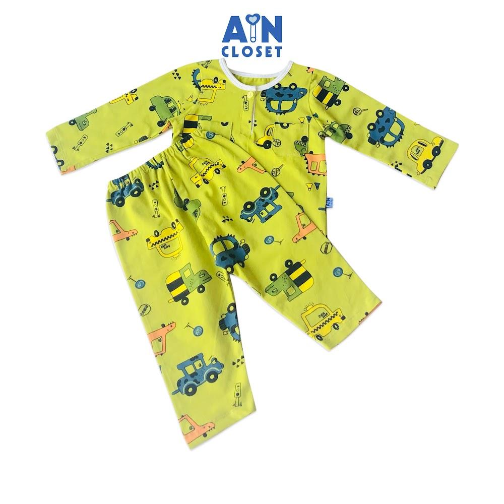 Bộ quần áo dài bé trai họa tiết Ôtô vàng thun cotton - AICDBGMUCP2V - AIN Closet