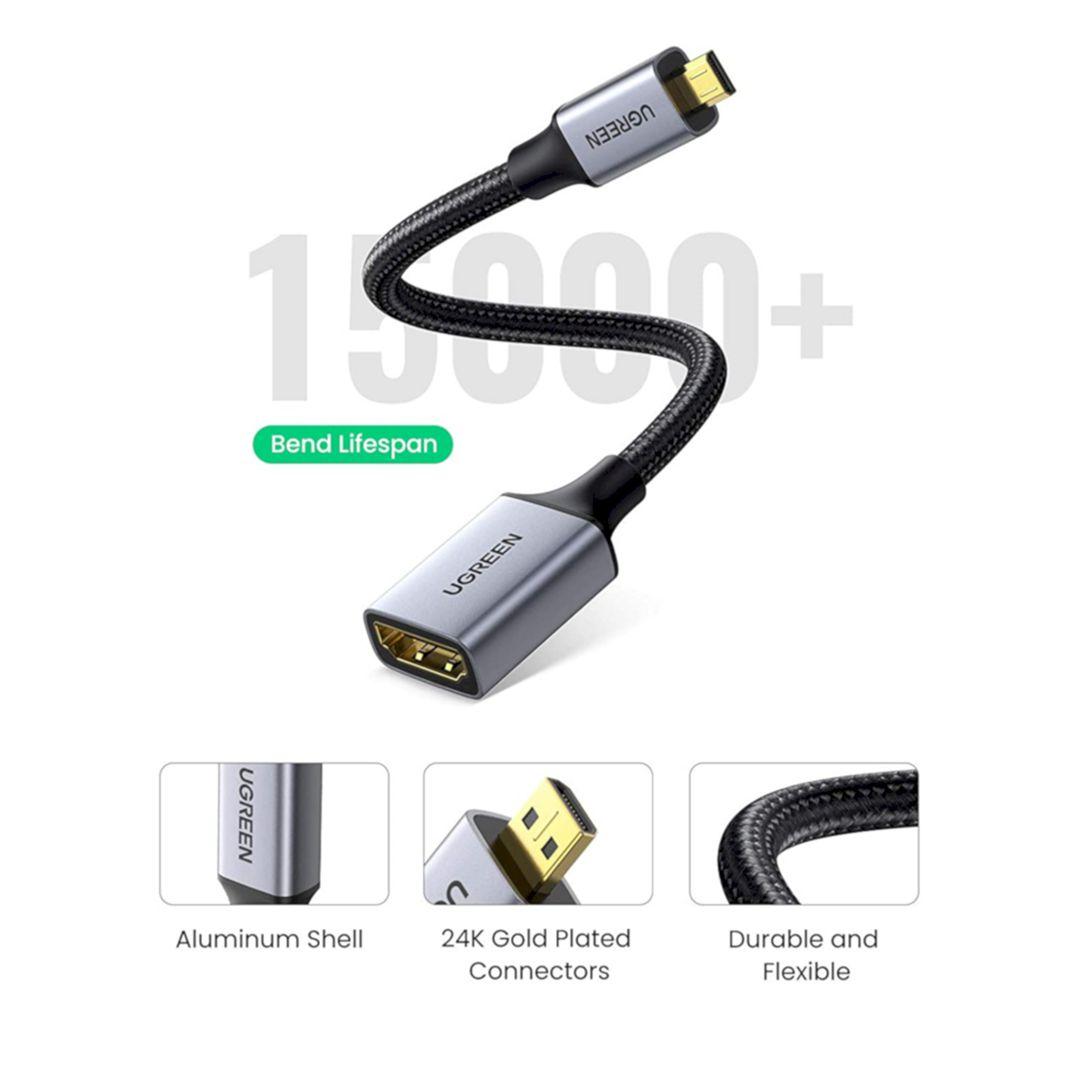 Ugreen UG10553HD149TK 25cm Micro HDMI Male to HDMI Female Adapter Cable 0.25m - HÀNG CHÍNH HÃNG