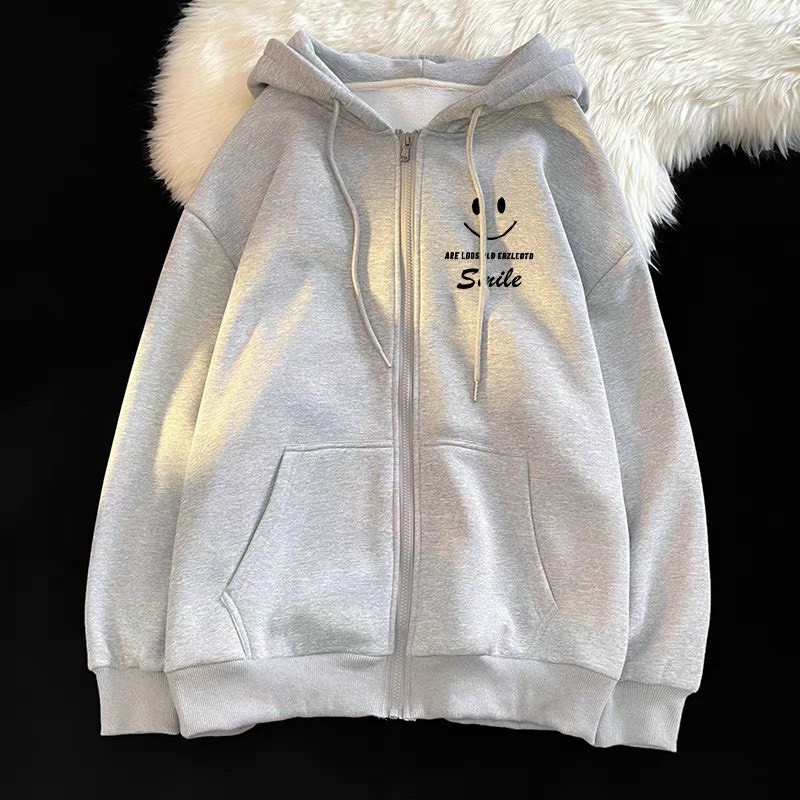 Áo Khoác Hoodie Nam Nữ Họa Tiết Mặt Cười Phối Chữ SMILE Chất Nỉ Ngoại Mềm Mịn Cao Cấp TP