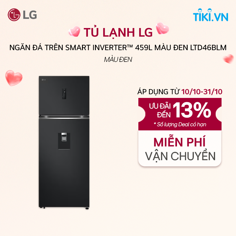 [Chỉ giao Miền Nam] Tủ lạnh LG ngăn đá trên Smart Inverter 459L màu đen LTD46BLM - Hàng Chính Hãng