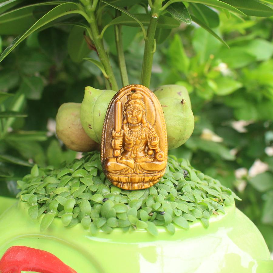 Mặt Dây chuyền Phật Bất Động Minh Vương, cho tuổi Dậu, Mệnh Kim, Đá Mắt hổ, Cỡ nhỏ AKO2