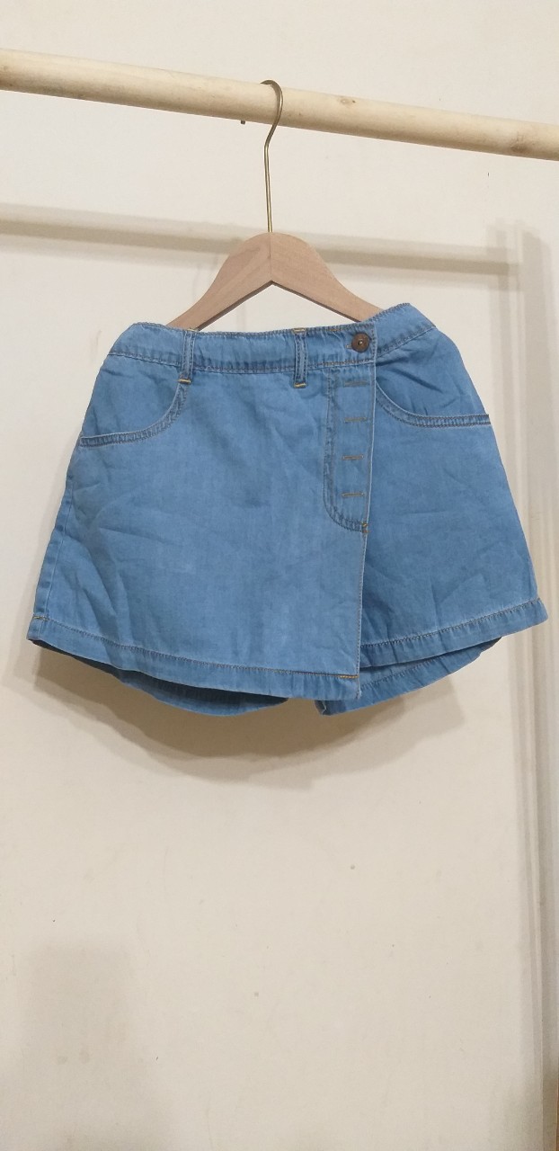 Quần sooc, short giả váy vải bò giấy size đại 25-48 kg cho bé gái