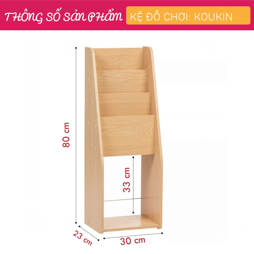 Kệ để đồ chơi cho bé SMLIFE Koukin | Gỗ MDF dày 17mm chống ẩm | D30xR23xC80cm