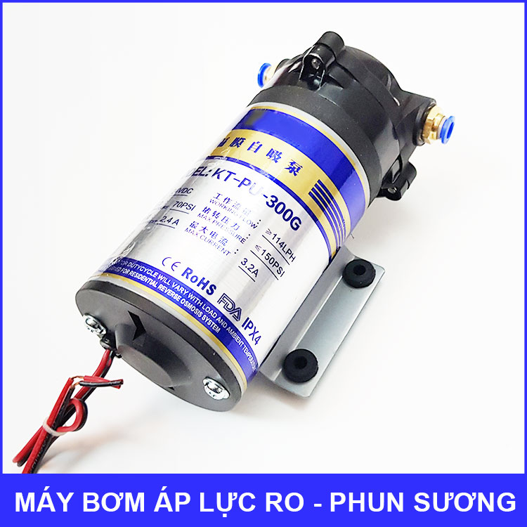 Máy bơm áp lực phun sương lọc nước 24V 114L 300G kèm nguồn