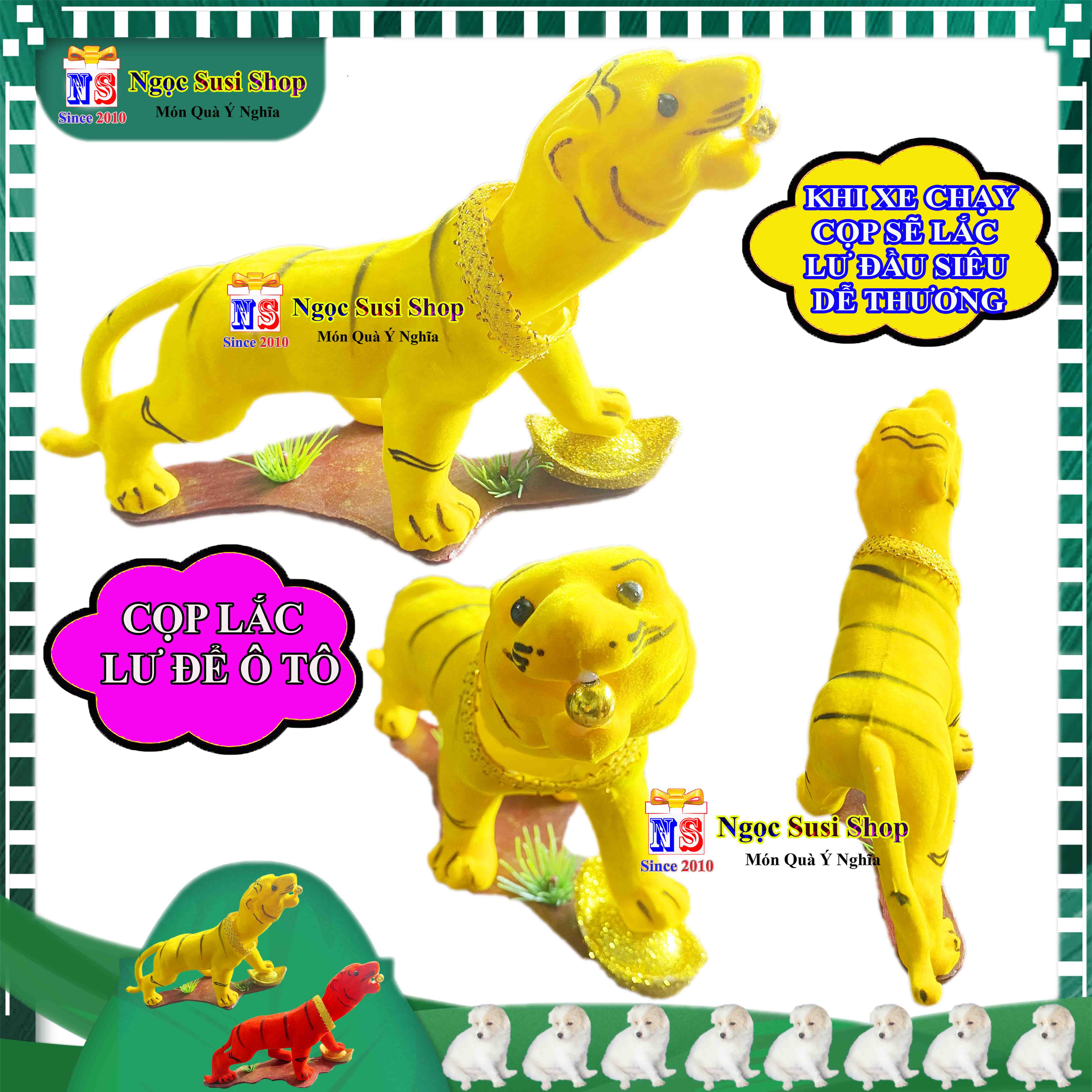 CON CỌP ĐỂ Ô TÔ XE HƠI LẮC LƯ ĐẦU TRANG TRÍ PHONG THỦY - CON HỔ ĐỂ Ô TÔ PHONG THỦY