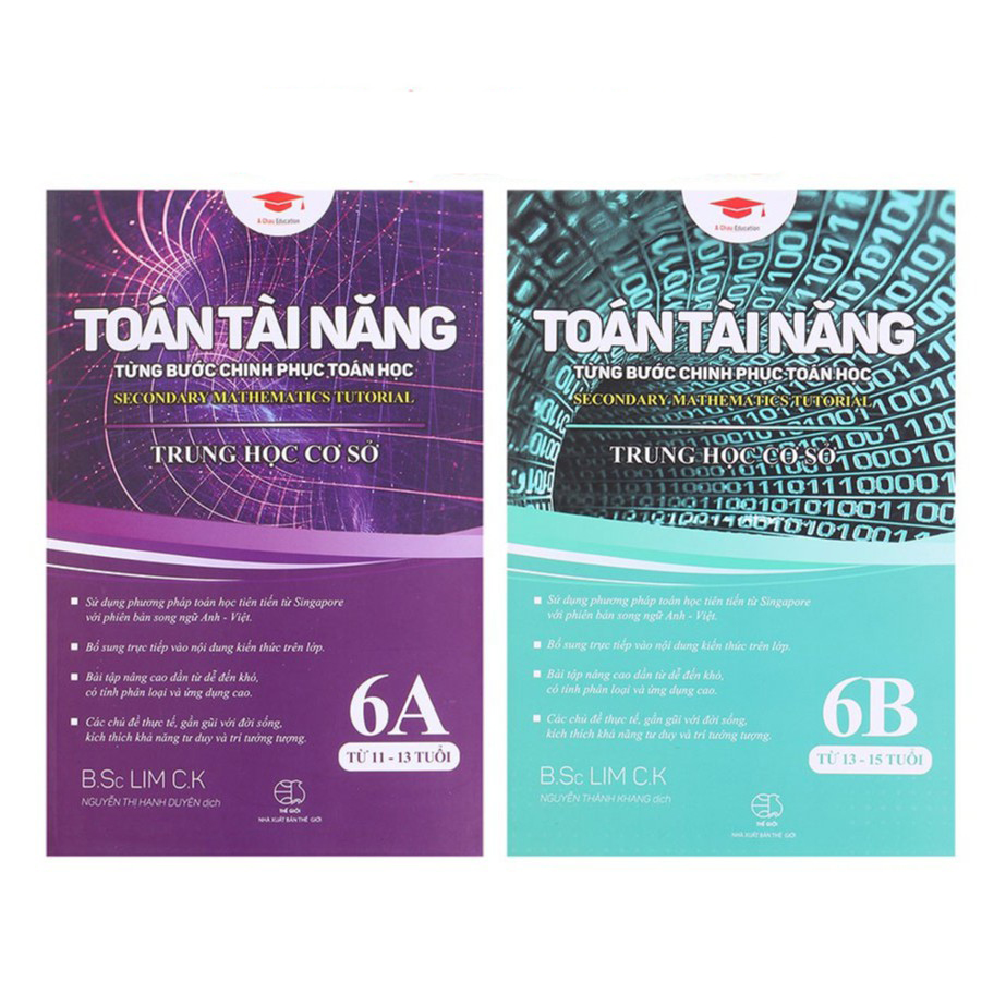 Sách: Combo 5 cuốn Giáo Trình cho lớp 8 &amp; 9 - Toán Song Ngữ Singapore  ( 12 - 15 Tuổi )