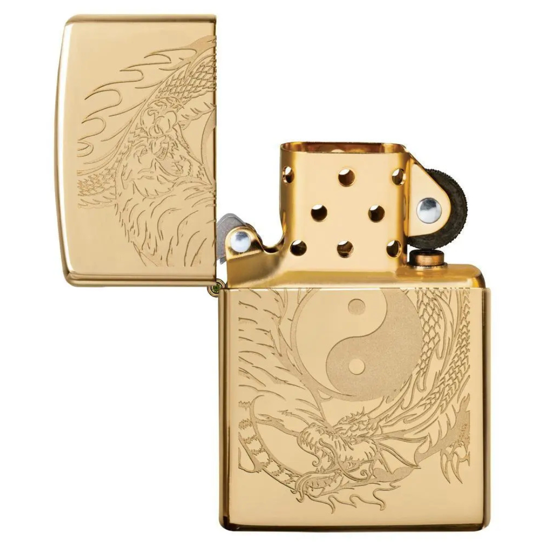Bật Lửa Zippo Chính Hãng Tiger and Dragon Design - Khắc Hổ Và Rồng Âm Dương Chất Liệu Cao Cấp