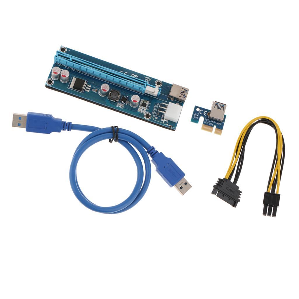 VER006C 1x To 16x GPU Extender Riser Card 6 PIN SATA Adapter Cable USB 3.0