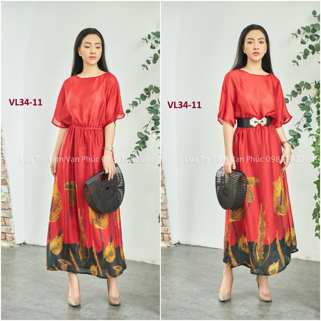 Váy Lụa In Hoa 3D Cao Cấp