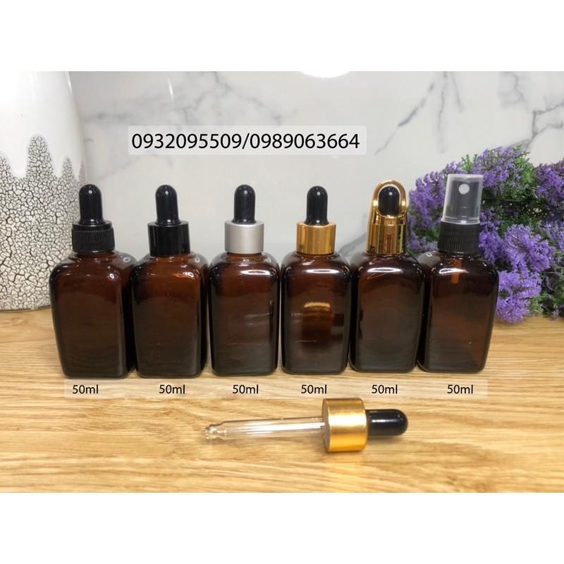 10 Chai lọ vuông 50ml đựng serum mỹ phẩm