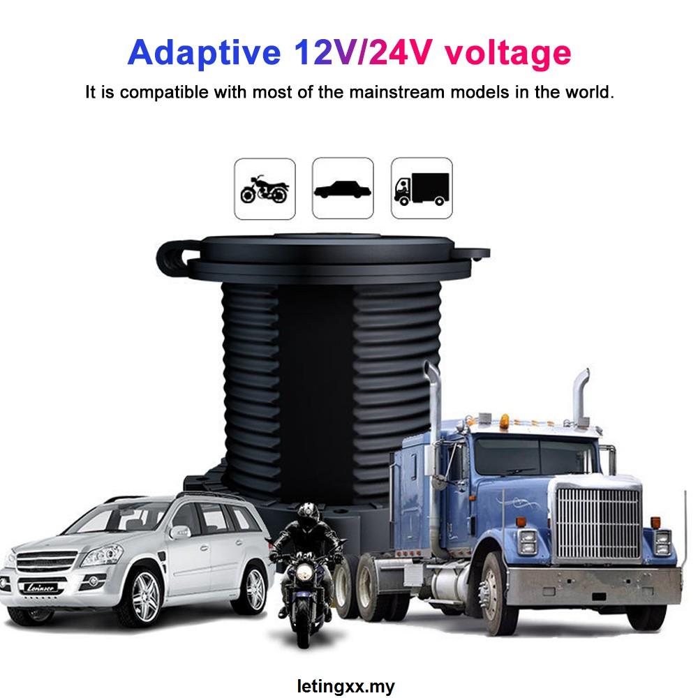 Ổ Cắm Sạc 12V Usb 24V 36W Qc 3.0 2 Usb Chống Nước Thông Dụng Cho Xe Hơi / Xe Tải Điện Thoại