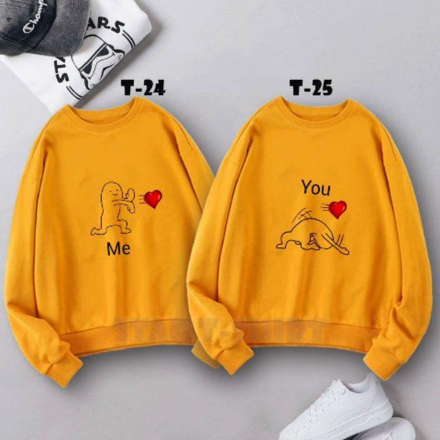 Áo đôi thu đông màu vàng