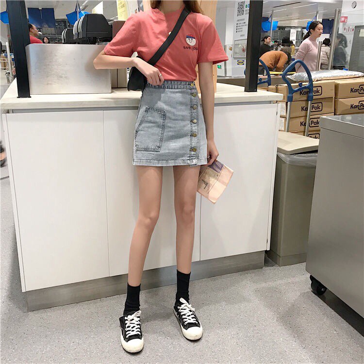 Chân váy jeans thời trang phong cách ulzzang Hàn Quốc