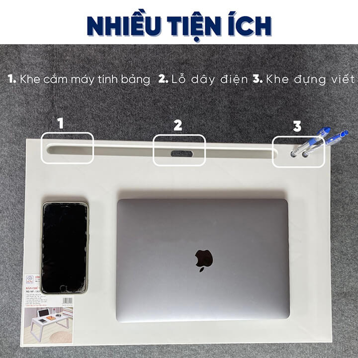 Bàn học gấp gọn bằng nhựa có khe cắm IPad cho học sinh sinh viên, bàn học gấp gọn decor phòng siêu xinh