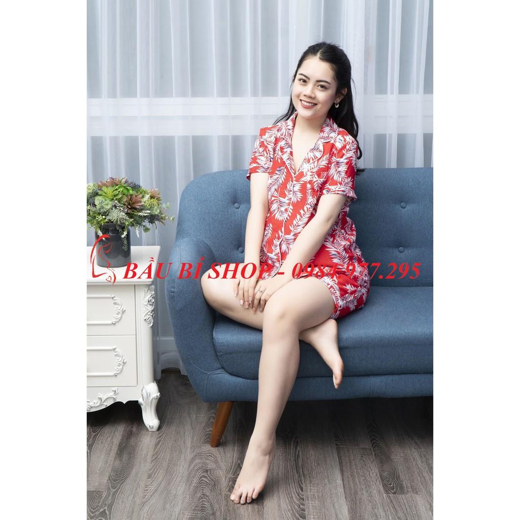 Bộ bầu pijama tơ đũi cộc lá