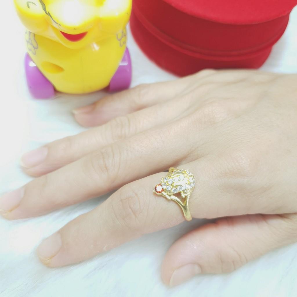 Nhẫn Cóc Nhỏ Vàng vonfram Cao Cấp-Dùng vĩnh viễn không phai màu