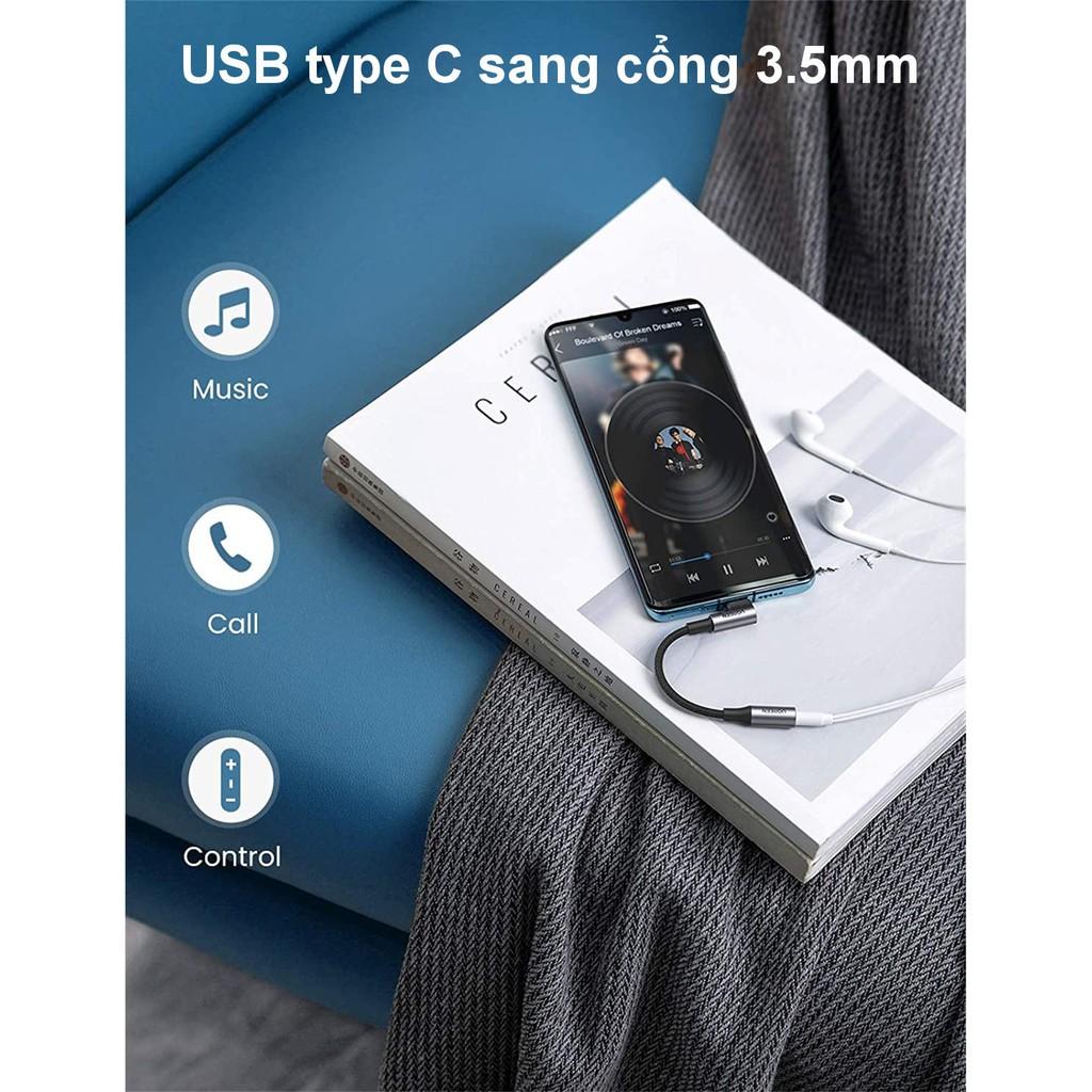 Dây giắc chuyển đổi cổng USB type C đầu vuông góc sang giắc cắm 3.5mm cao cấp UGREEN AV167 80723 - Hàng chính hãng