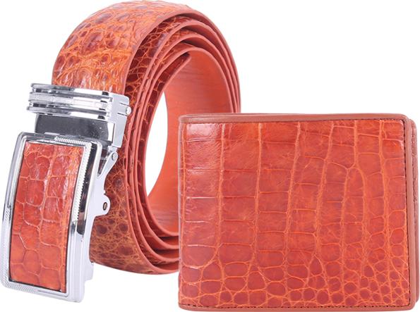 Bộ Ví & Thắt Lưng Nam Da Cá Sấu Huy Hoàng HT2203-HT4203 (23 x 11,5 cm) - Vàng