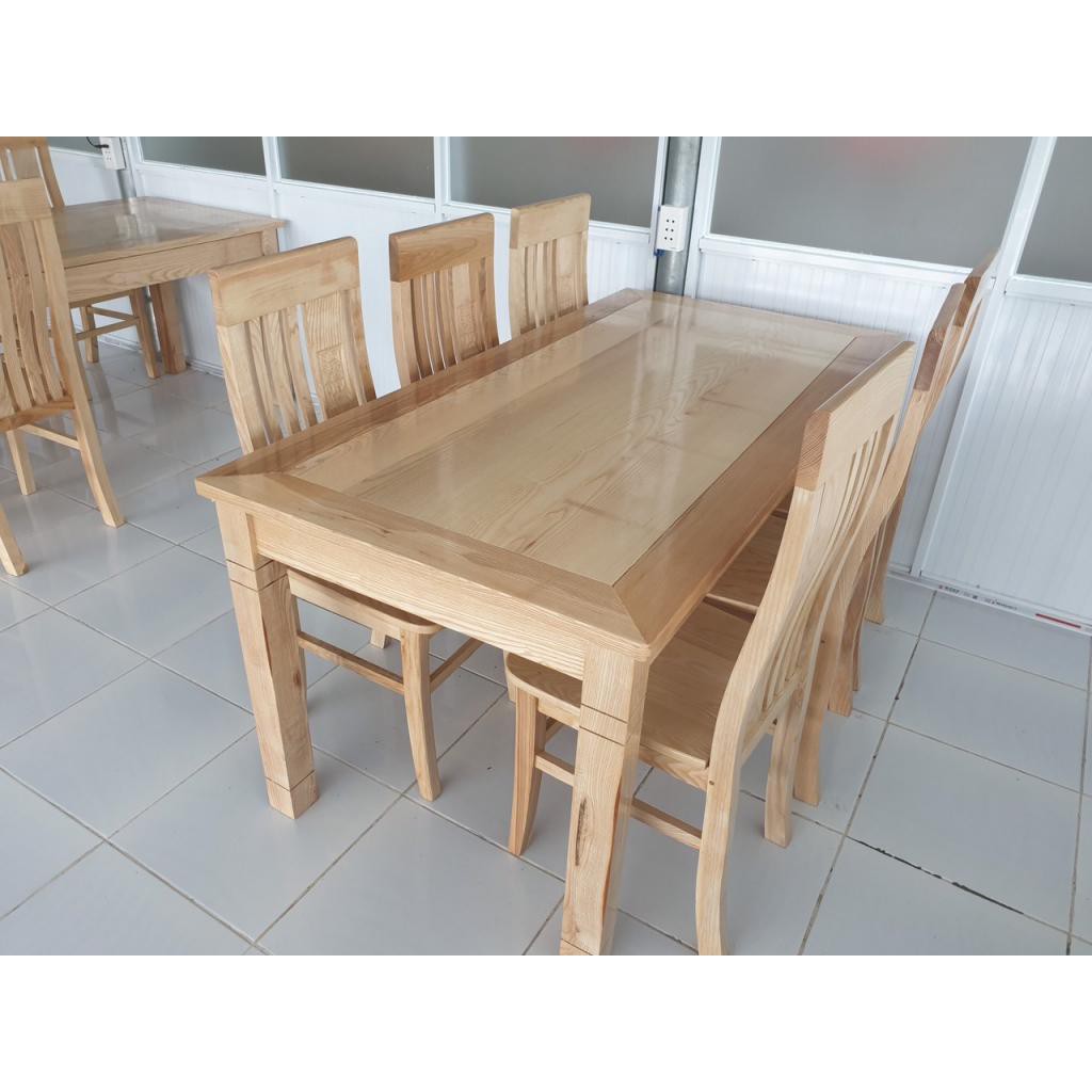 Bộ Bàn Ăn Gỗ Sồi Khuôn tranh 6 ghế cao cấp,bộ bàn ăn nhà bếp màu tự nhiên