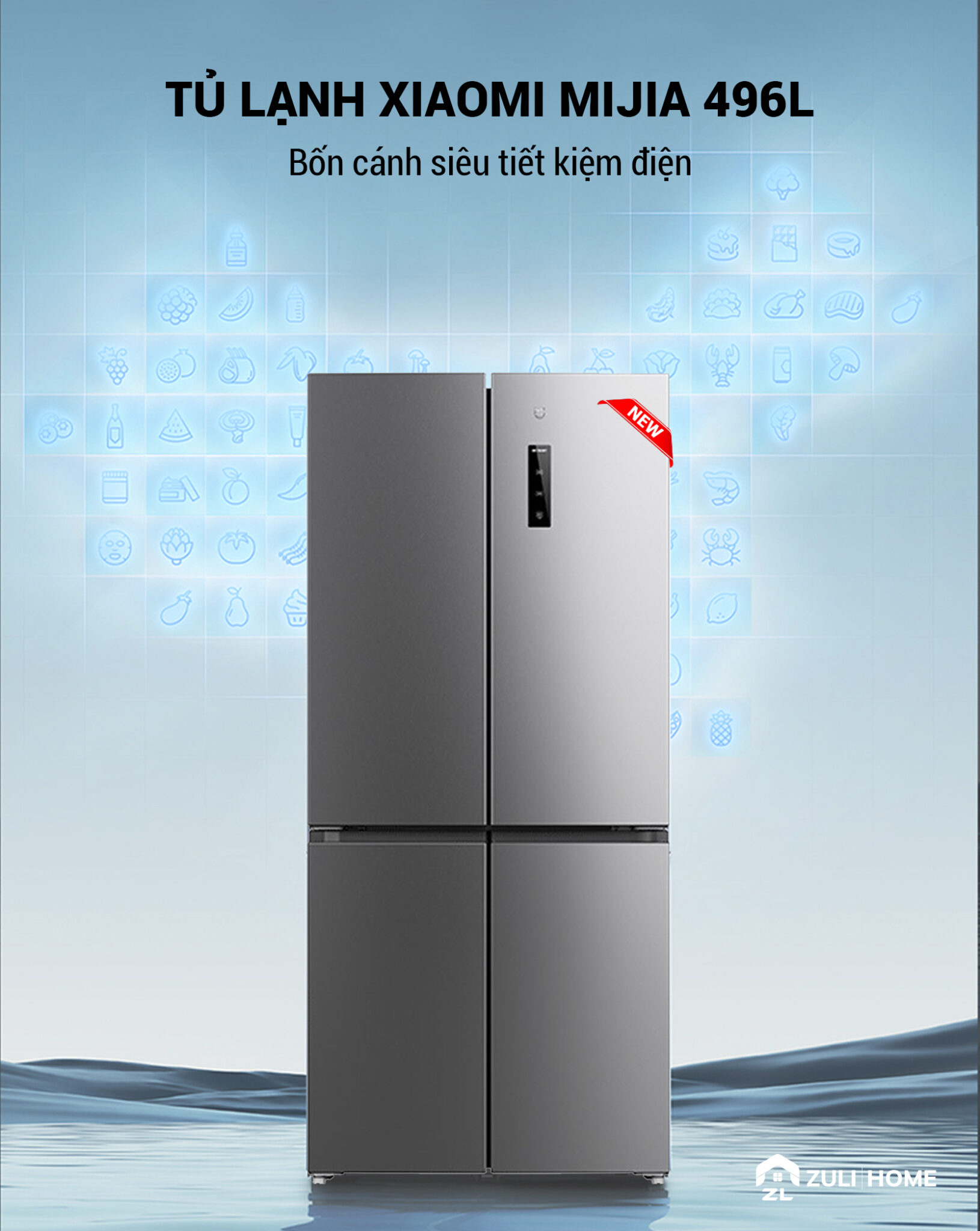 [Chỉ Giao Bên Ngoài Quá Cồng Kềnh ] Tủ Lạnh Xiaomi Mijia 496L 4 Cánh – Siêu TIết Kiệm Điện Có Ngăn Đông Mềm, Khử Khuẩn 99,99%, Tiết Kiệm Điện Kết Nối App Xiaomi - Hàng Nhập Khẩu