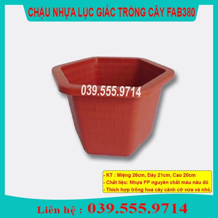 10 Chậu Nhựa Lục Giác Đỏ Vân Gạch FA380 hàng nhập khẩu và phân phối