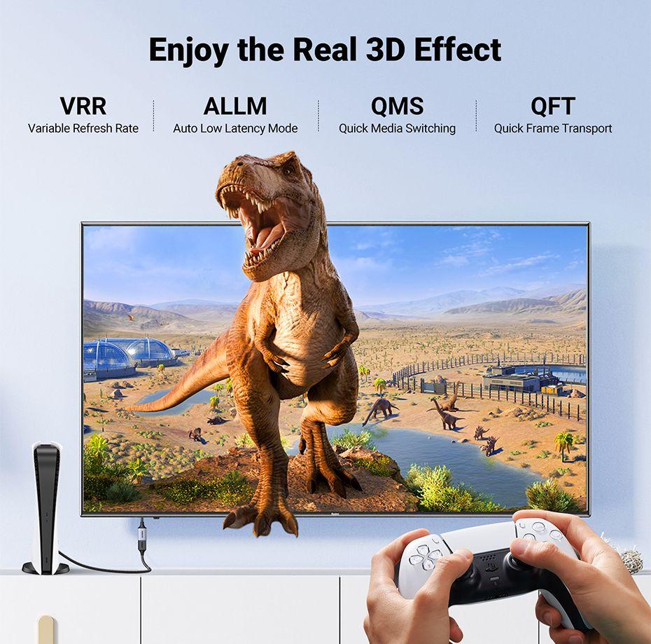 Ugreen UG15518HD165TK 15Cm 8K60Hz 2.1 Cáp nối dài HDMI dây bọc dù - HÀNG CHÍNH HÃNG