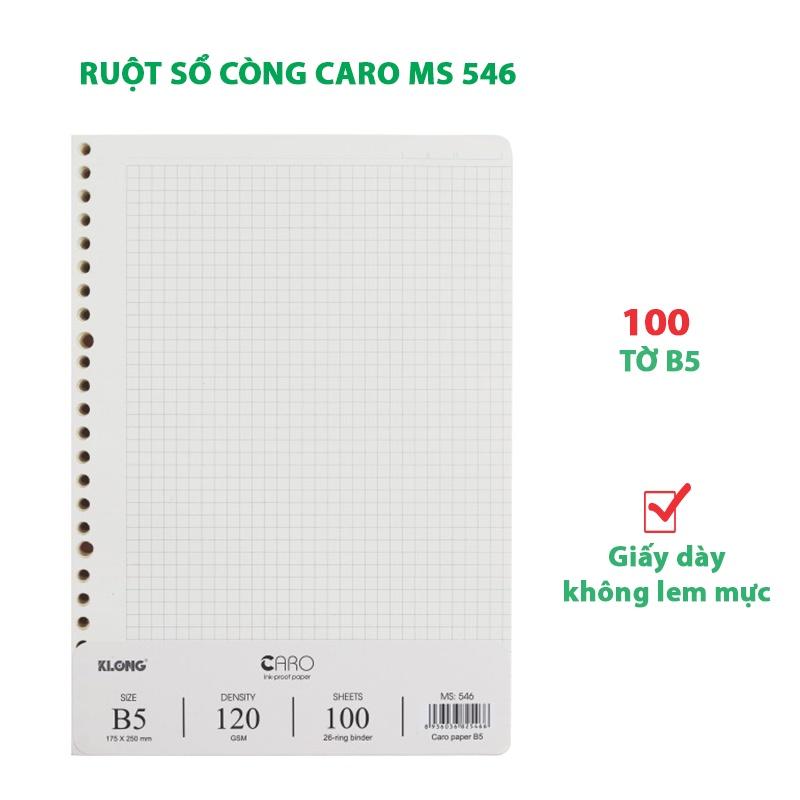 Ruột giấy refill Caro B5 - 100 tờ dày dặn Klong 546
