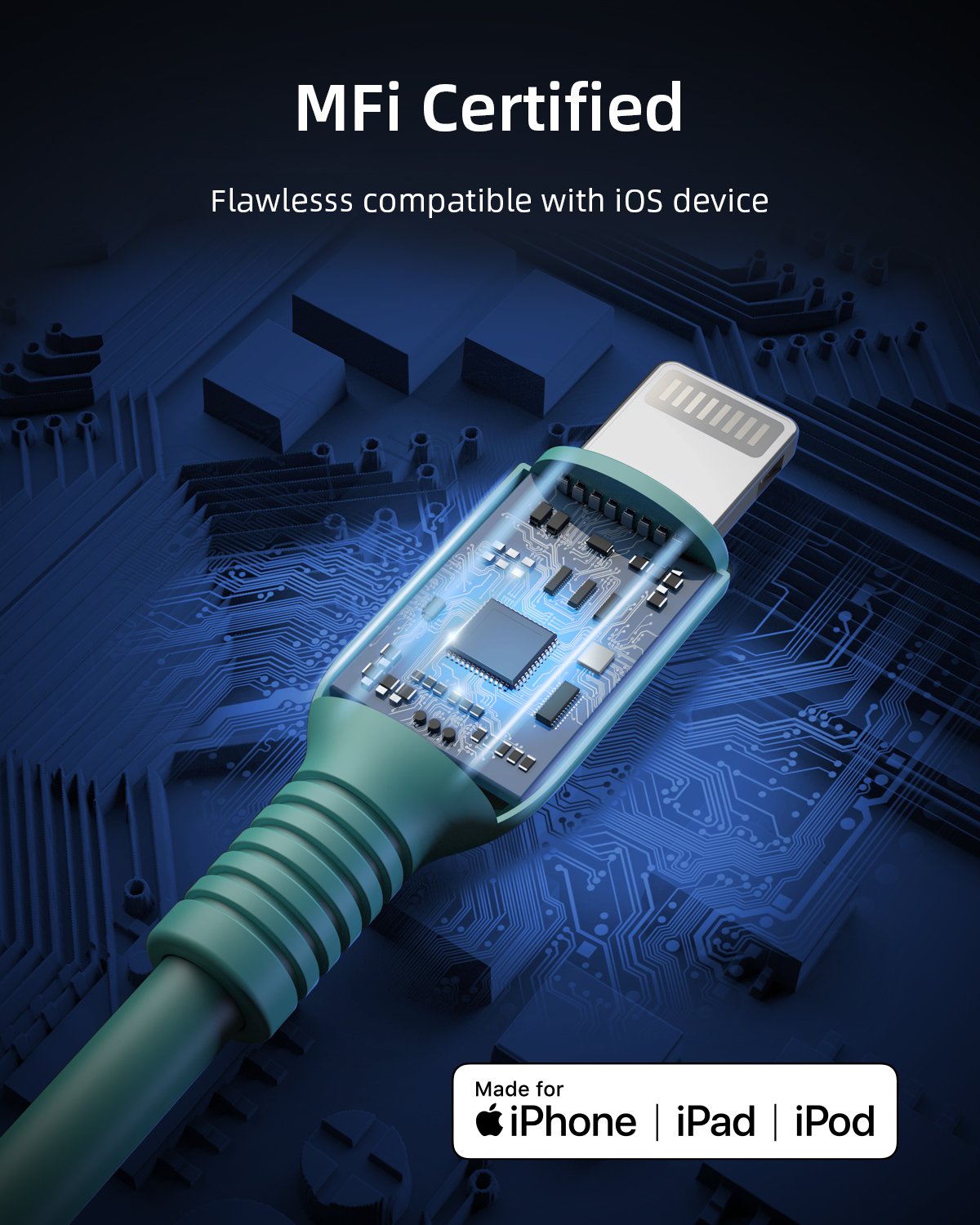 Cáp Innostyle USB-C to L 20W/60W Jazzy 1.2m MFI J-ICL120 - Hàng Chính Hãng
