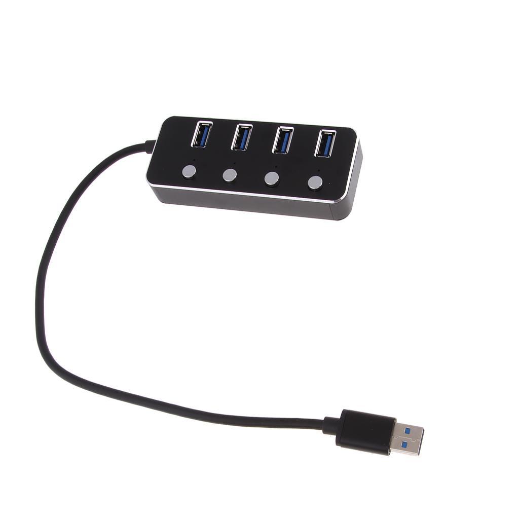 4 Ports USB 3.0 Hub Expansion Splitter Box with ON/OFF Switch