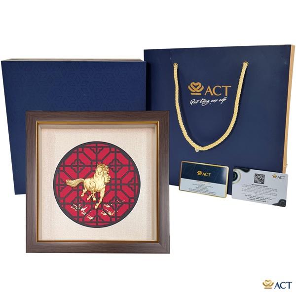 Tranh ngựa 24x24 cm nền đỏ - Qùa tân gia, khai trướng, tặng sếp, sinh nhật, lễ, tết,...