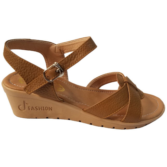 Giày sandal đế xuồng nữ da bò cao 5 phân HKT46