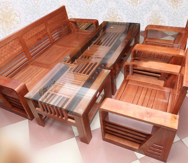 sofa-salon-bàn ghế phòng khách gỗ sồi nan cót