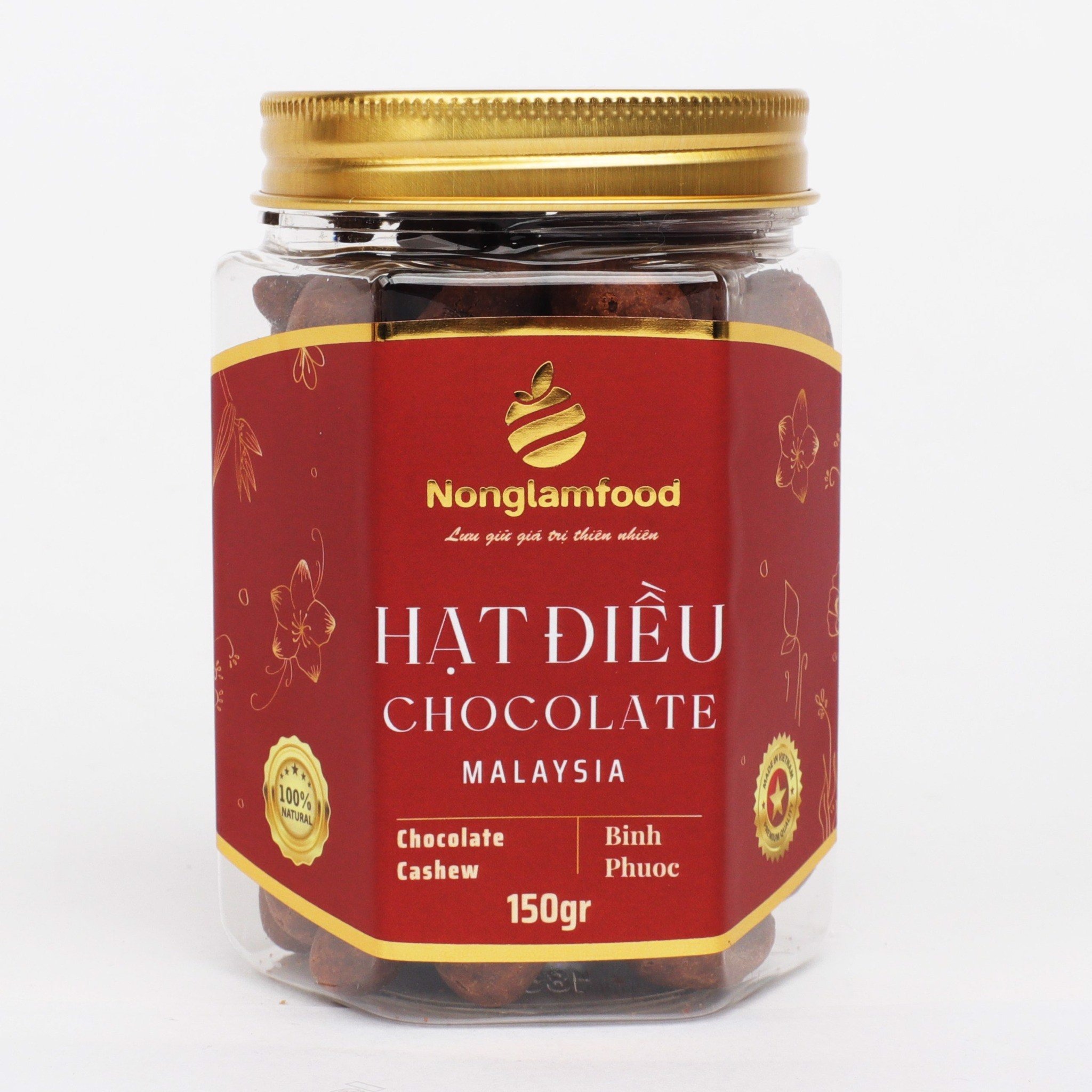 [HẠT MỨT TẾT 2024] Hạt điều phủ chocolate Malaysia Nonglamfood hũ 150g | Quà tặng cao cấp Xuân Giáp Thìn cho người thân, bạn bè, doanh nghiệp
