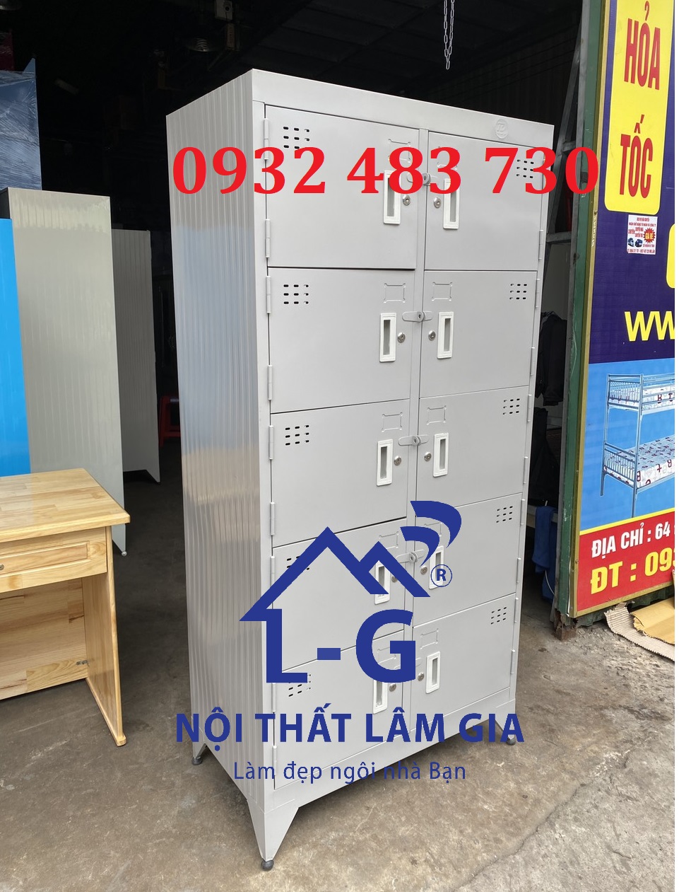 Tủ đựng hồ sơ locker văn phòng bằng sắt 10 ngăn_LGTD10N