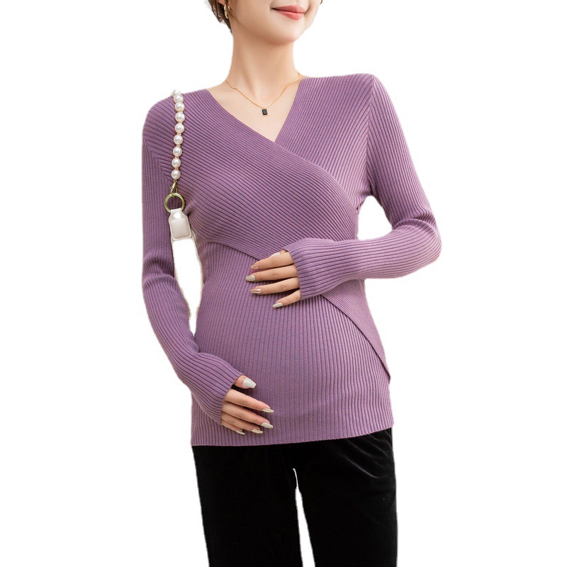 Áo len bầu áo len bầu ôm bụng len mềm mại, kiểu dáng thanh lịch 0416-013