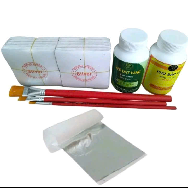 Combo dát vàng gốc nước gồm 1000 lá vàng kèm phụ kiện, dát trên mọi chất liệu