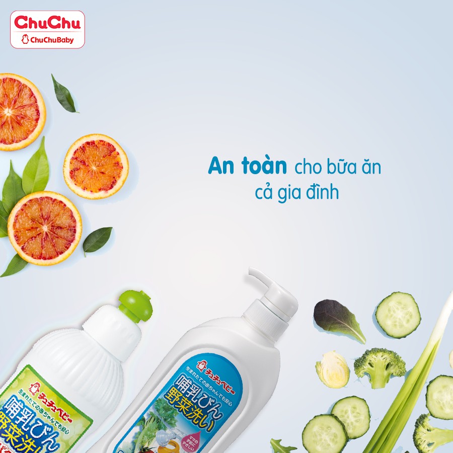 Nước rửa bình sữa, núm ty và rau củ qủa Chuchu Baby