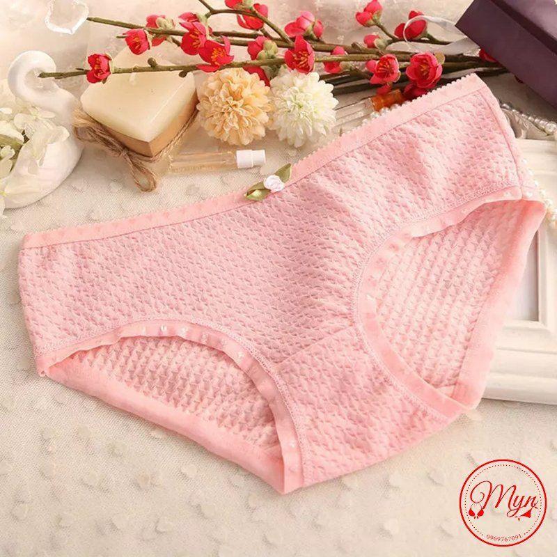 QUẦN LÓT COTTON THÔNG THOÁNG MỀM MỊN ĐÍNH NƠ HOA