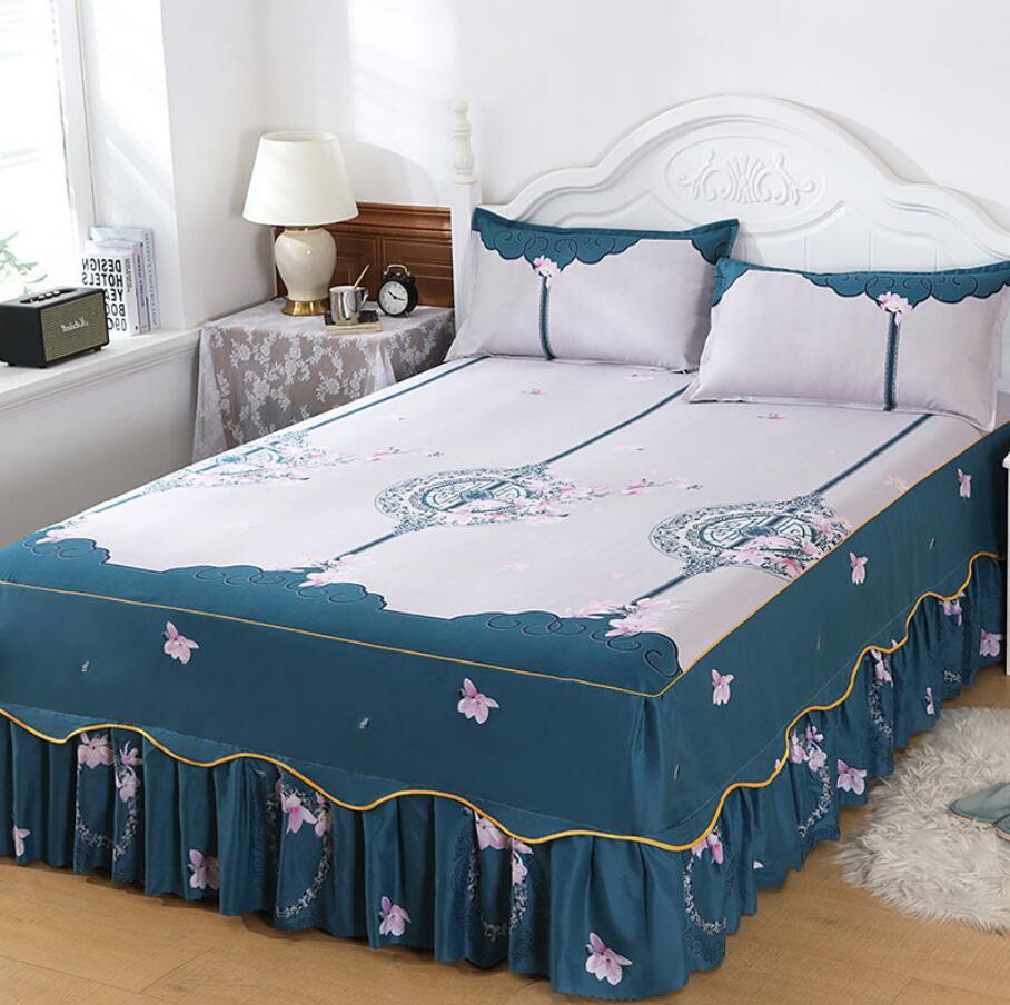 3 Bộ Chăn Gối Nhà Dệt Trang Bị Tấm Với Váy Bọc Nệm In Hình Drap Giường 2 Chiếc Gối Mềm Mại drap Giường