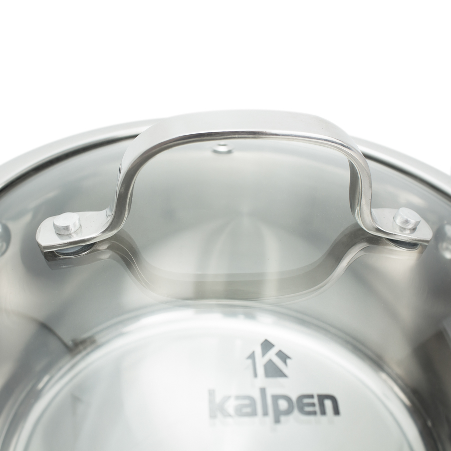 Nồi luộc gà Inox 3 lớp liền khối Kalpen Kazler đường kính 30cm dung tích 14L, đáy từ vung kính, chuẩn Đức - Hàng chính hãng