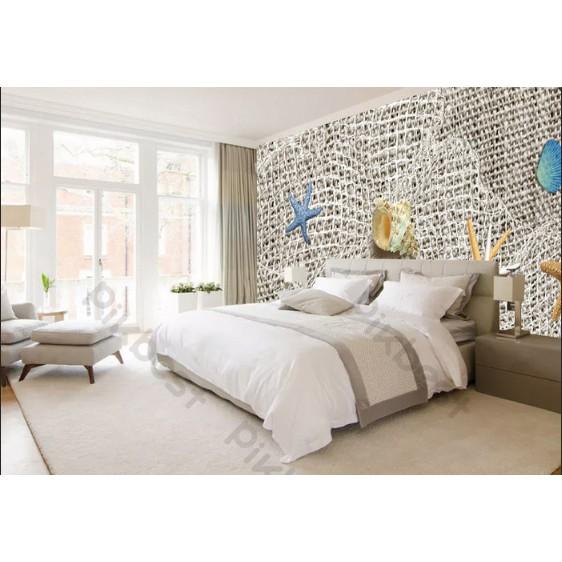 Tranh dán tường Tranh vỏ sao biển sắc màu trang trí phòng em bé, tranh dán tường 3d hiện đại MS790675