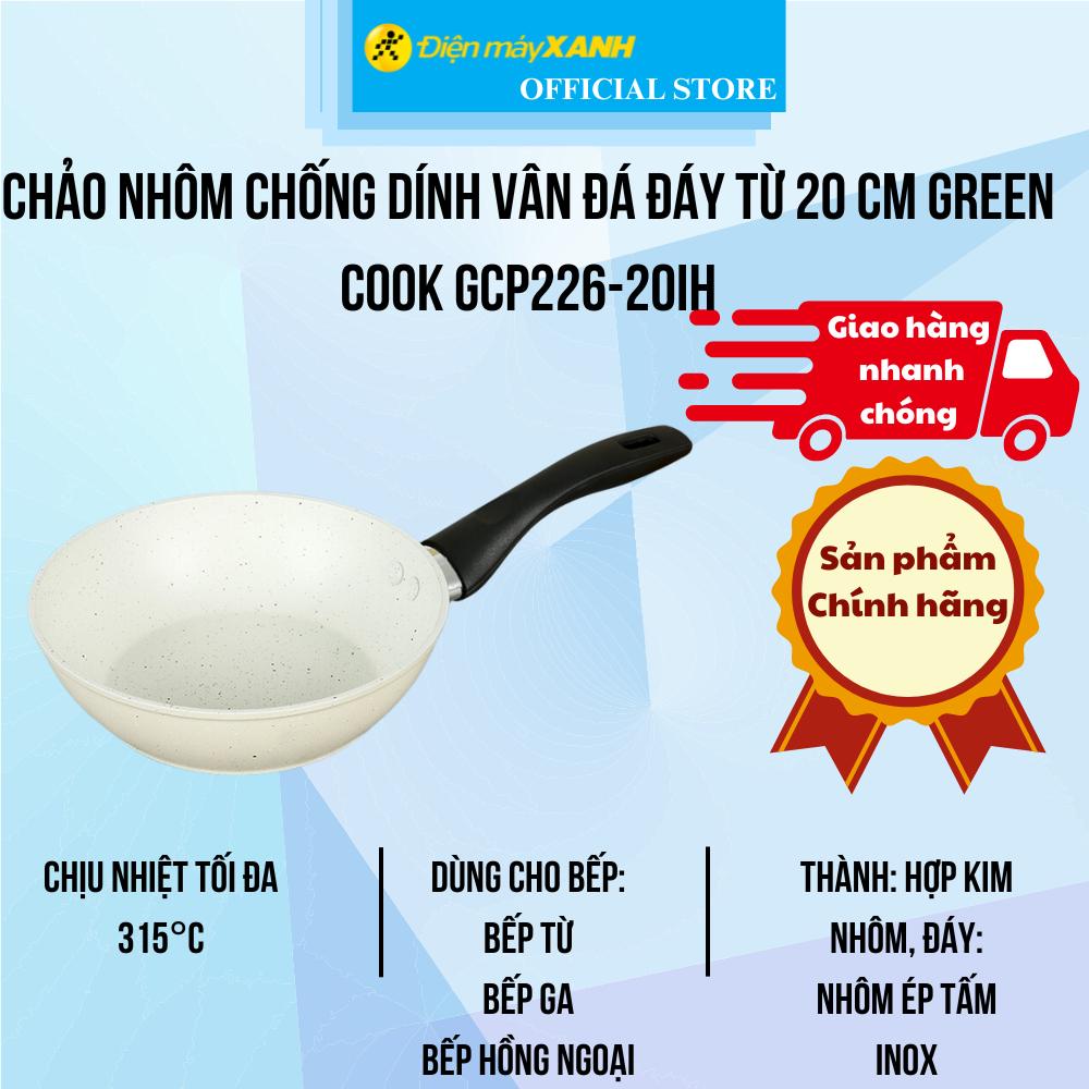 Chảo nhôm chống dính vân đá đáy từ 20 cm Green Cook GCP226-20IH
