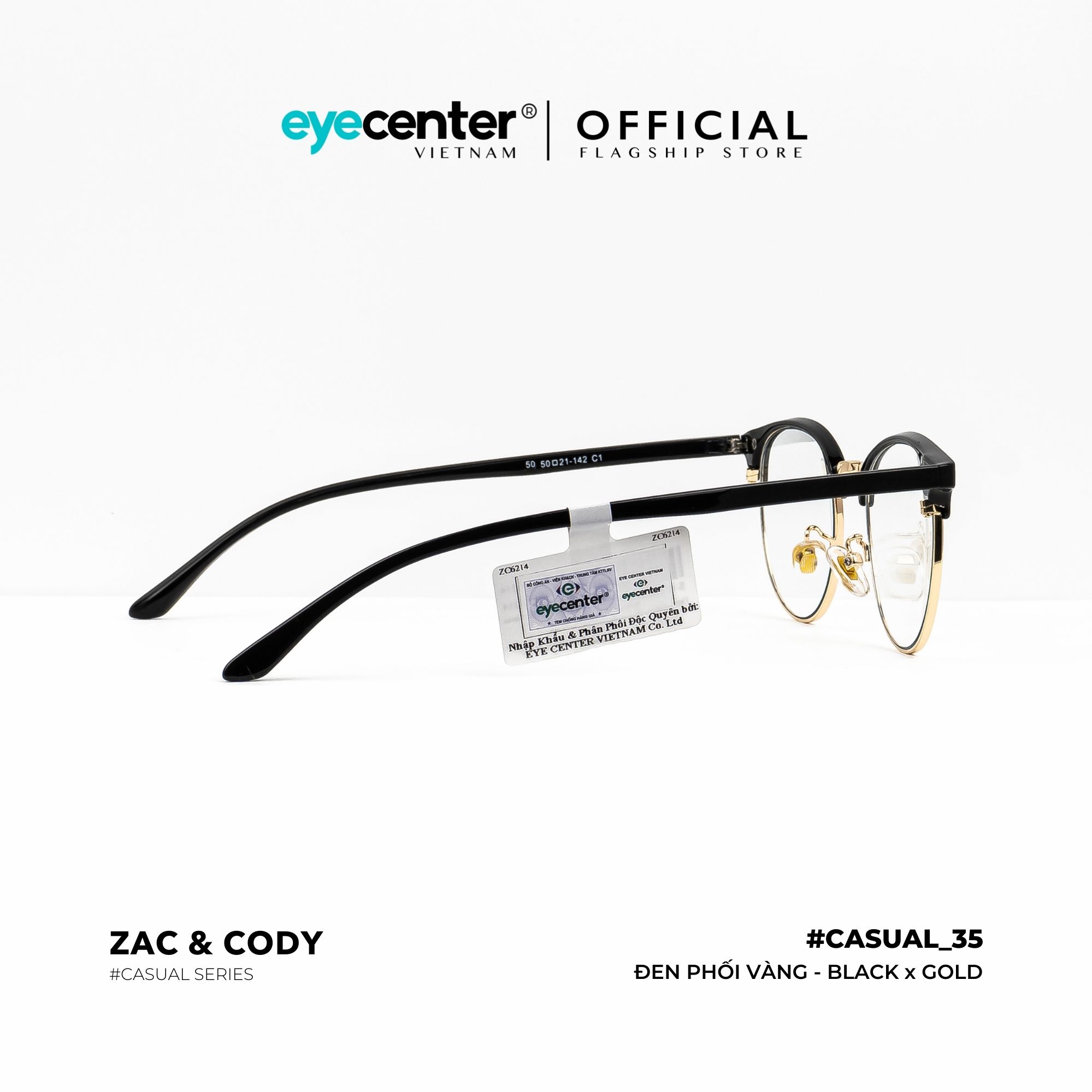 Gọng kính cận nam nữ chính hãng C35-S by ZAC & CODY nhựa dẻo phối kim loại nhập khẩu by Eye Center Vietnam