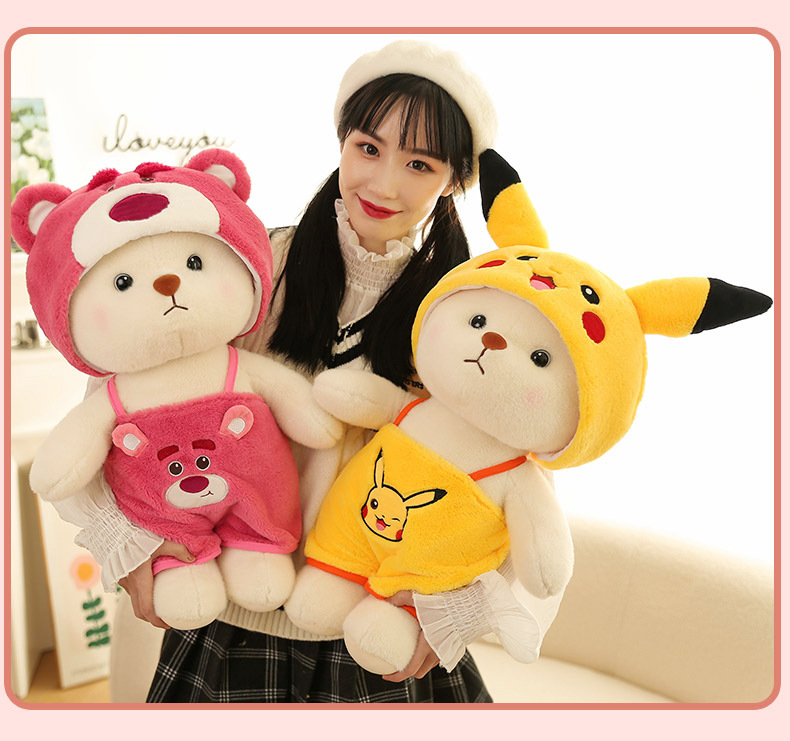 Gấu bông Lena cosplay gấu dâu, Kitty, Stitch tím, Pikachu đáng yêu