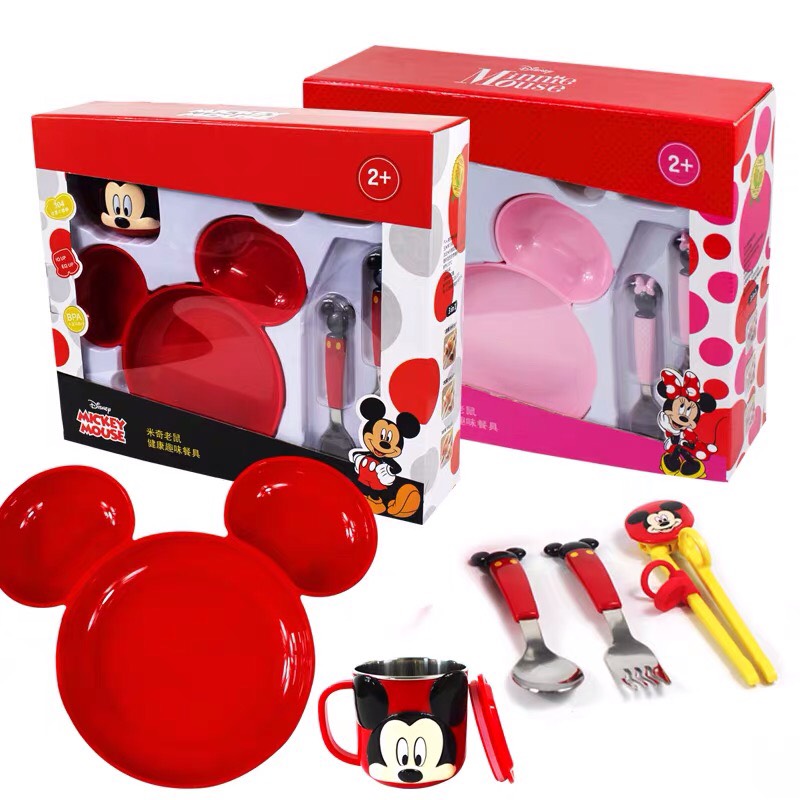 Set ăn uống 5 món hình Minnie siêu cute dành cho trẻ em,các bé