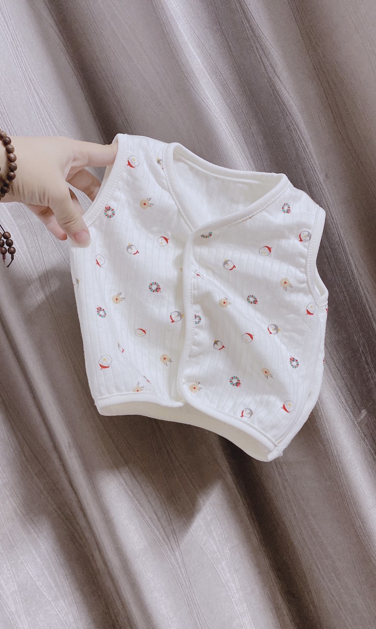 Áo gile cotton xuất hàn Gấu thêu mềm mại cho bé