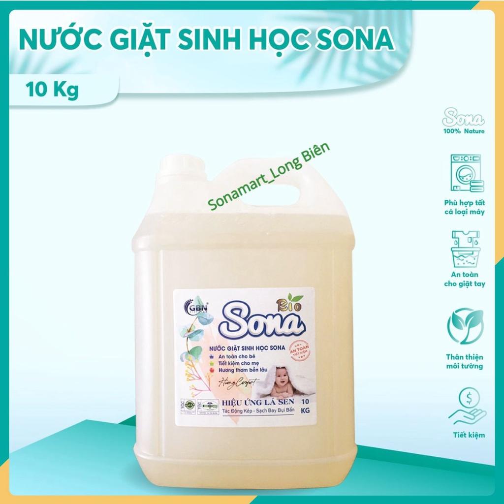 Nước giặt sinh học SONA 10kg giặt xả quần áo 2 trong 1 lưu hương suốt 24h 100% organic