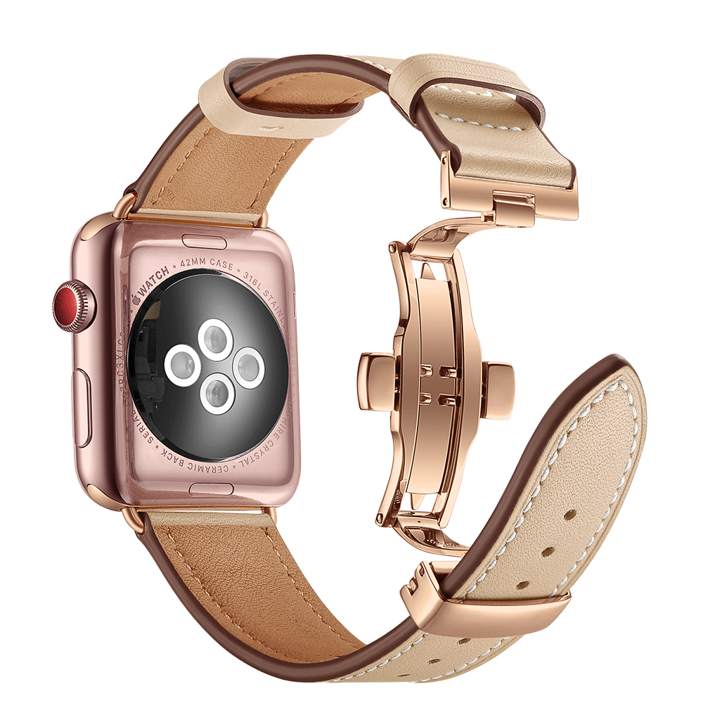 Dây Da Khóa Bướm Chống Gãy Dành Cho Apple Watch 42/44mm